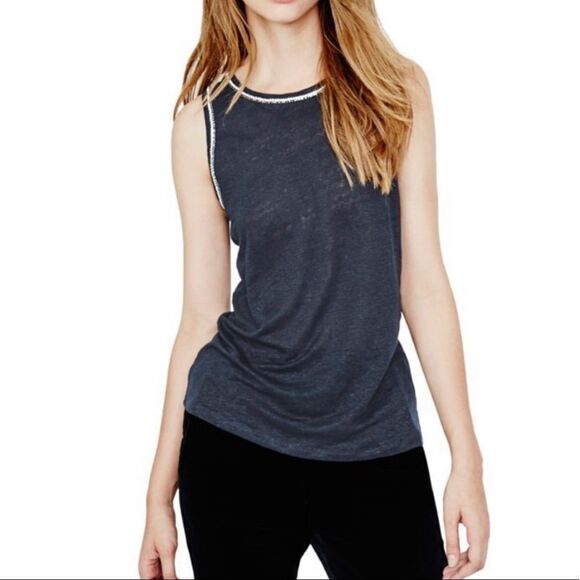Maje embellished rhinestone linen sleeveless top 1 (S) - Picture 1 of 9